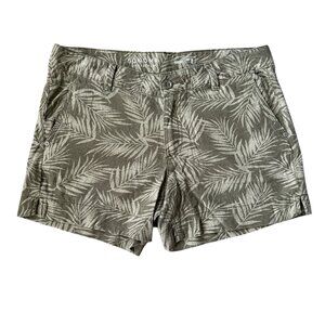 Sonoma women's shorts khaki tropical palm leaf button zip linen size 8
